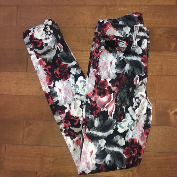 7 For All Mankind Mid-Rise Skinny Contour Jeans, Gallery Floral size 24 - Picture 4 of 12